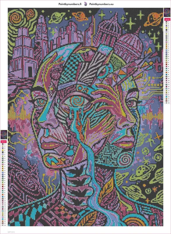 Patterned Vision timanttimaalauksen liimapintainen canvas 50x70cm