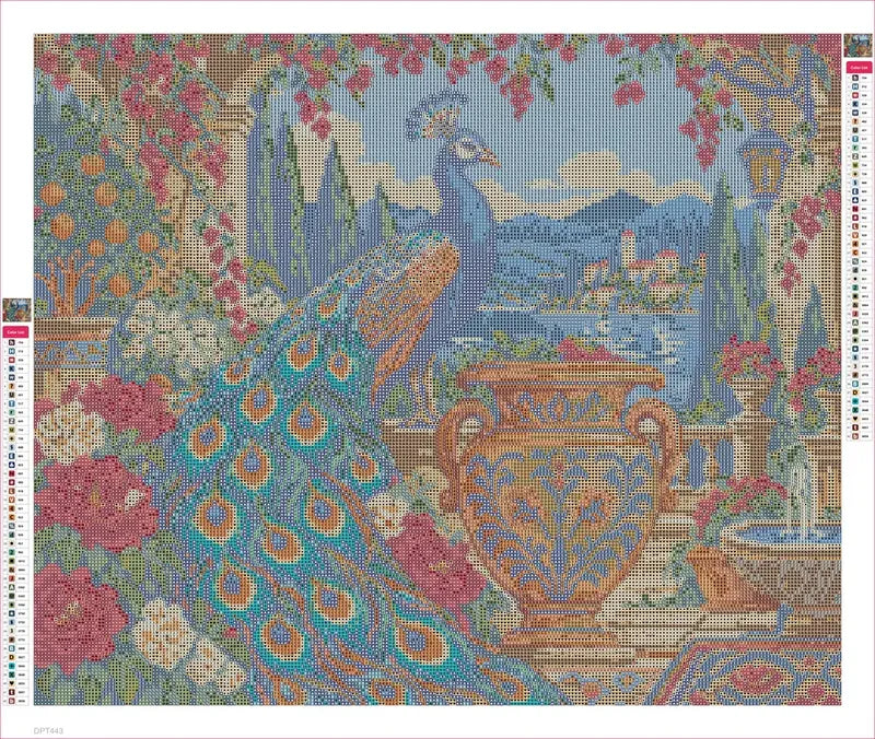 Peacock beside the Amber Urn timanttimaalauksen liimapintainen canvas 60x50cm