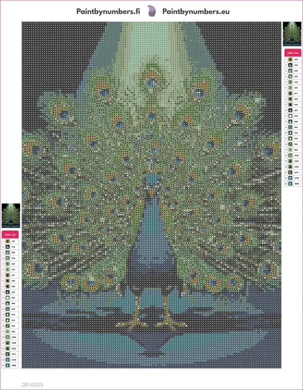 Peacock Display timanttimaalauksen liimapintainen canvas 30x40cm