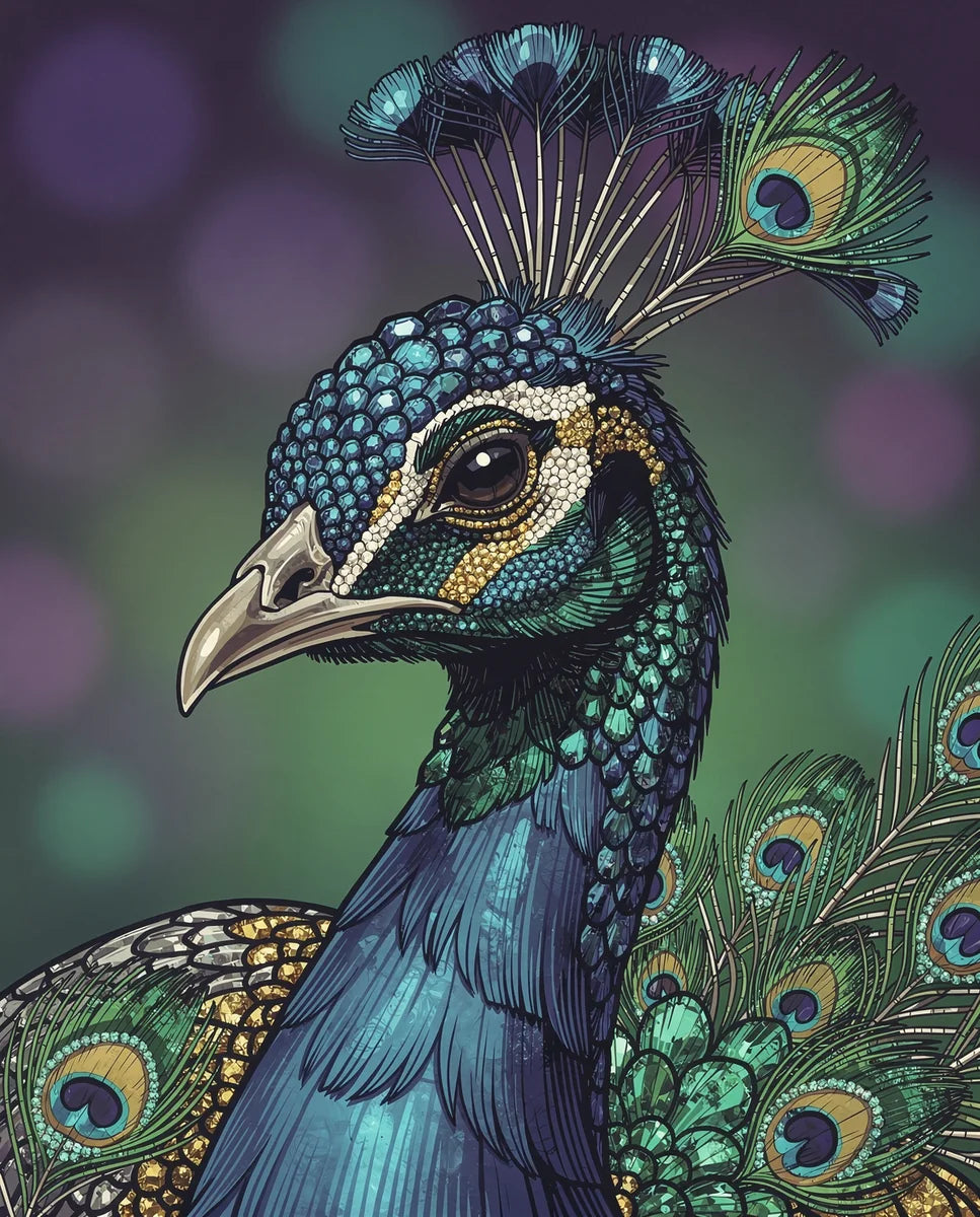 Peacock Portrait 40x50cm - Timanttimaalaus