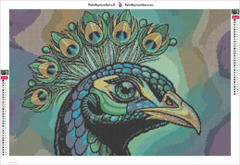 Peacock Portrait timanttimaalauksen liimapintainen canvas 60x40cm