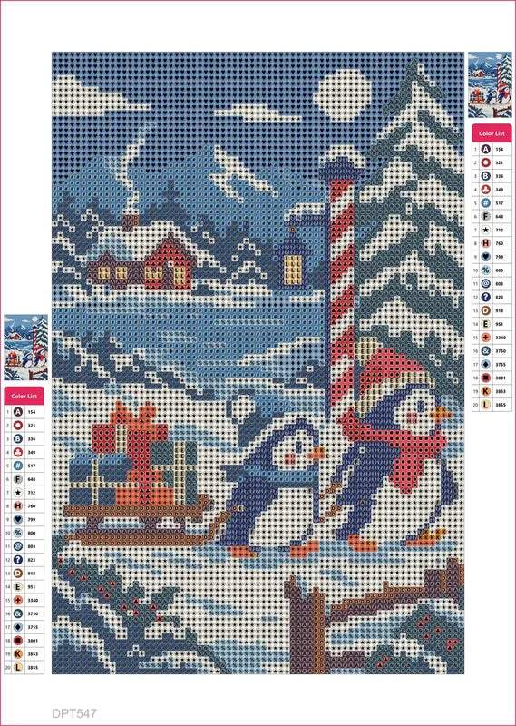 Penguin Parcel Patrol timanttimaalauksen liimapintainen canvas 20x30cm