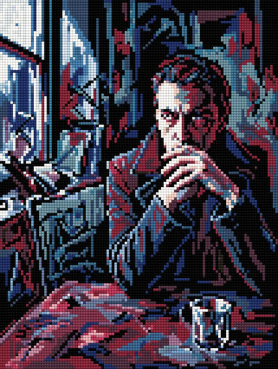 Pensive Man by Window, 30x40 cm timanttimaalaus – lopullisen kuvion esikatselu