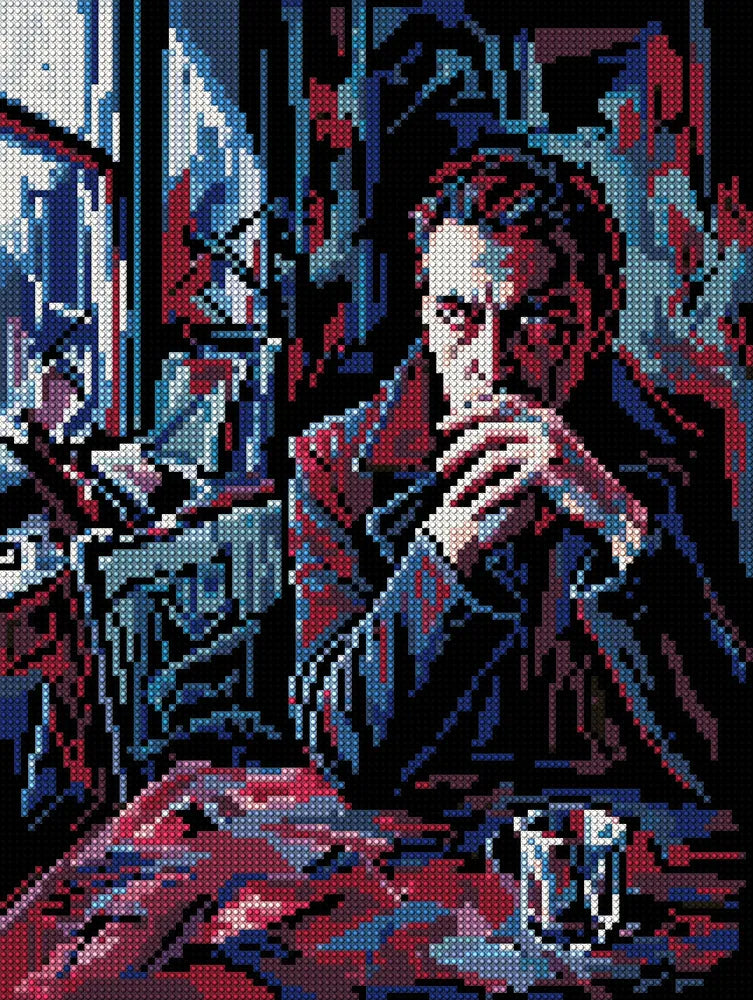 Pensive Man by Window, 30x40 cm timanttimaalaus – koko kuvion esikatselu ilman lähikuvaa