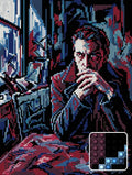 Thumbnail for Pensive Man by Window, 30x40 cm timanttimaalaus – lopullisen kuvion esikatselu ja lähikuva pyöreistä timanteista