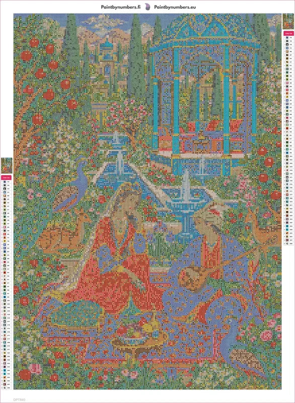 Persian Miniature Garden timanttimaalauksen liimapintainen canvas 50x70cm