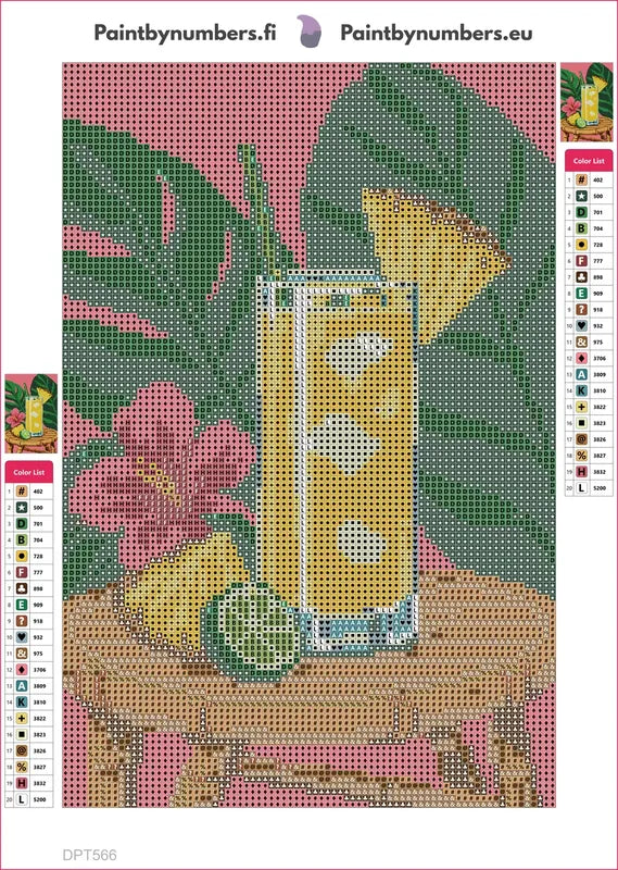 Pineapple Cooler under Broad Leaves timanttimaalauksen liimapintainen canvas 20x30cm