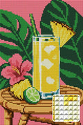 Thumbnail for Pineapple Cooler under Broad Leaves, 20x30 cm timanttimaalaus – lopullisen kuvion esikatselu ja lähikuva neliönmuotoisista timanteista