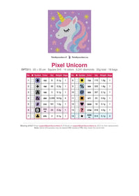 Thumbnail for Pixel Unicorn timanttimaalauksen värikartta – 14 DMC-väriä