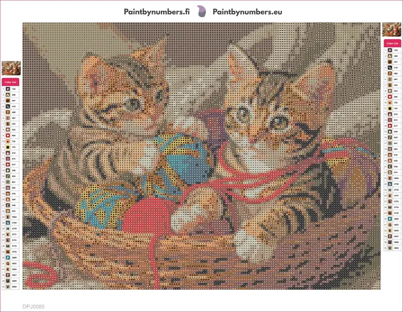 Playful Kittens timanttimaalauksen liimapintainen canvas 40x30cm