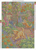 Thumbnail for Playful Puppy and Kittens in Garden timanttimaalauksen liimapintainen canvas 50x70cm