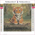 Thumbnail for Playful Tiger Cub timanttimaalauksen liimapintainen canvas 20x20cm
