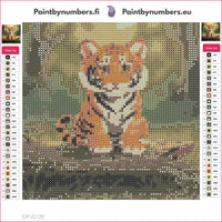 Thumbnail for Playful Tiger Cub timanttimaalauksen liimapintainen canvas 20x20cm
