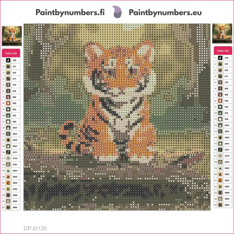 Playful Tiger Cub timanttimaalauksen liimapintainen canvas 20x20cm