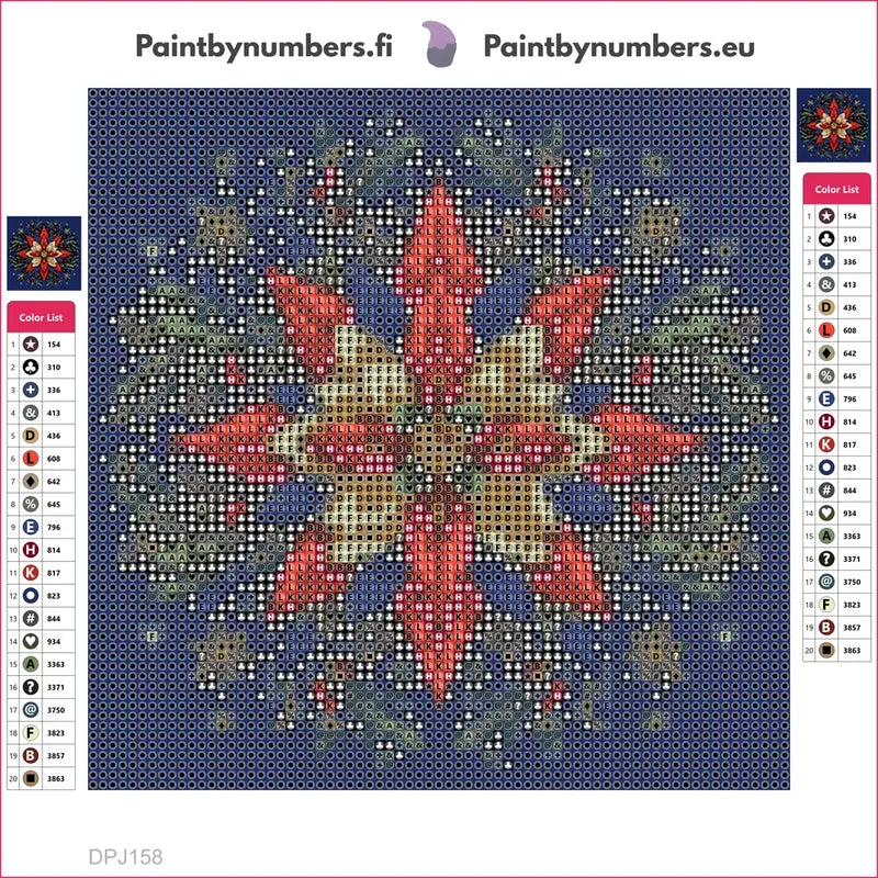 Poinsettia Mandala timanttimaalauksen liimapintainen canvas 20x20cm