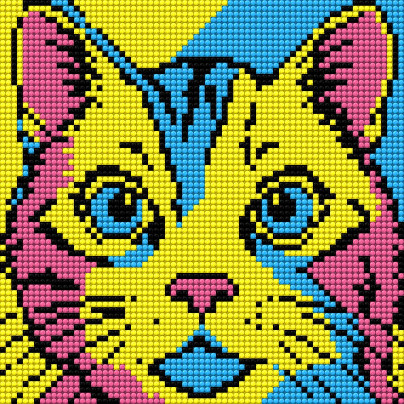Pop Art Comic Cat, 20x20 cm timanttimaalaus – lopullisen kuvion esikatselu