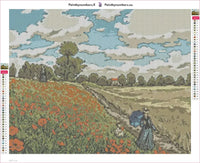 Thumbnail for Poppy Field Coquelicots timanttimaalauksen liimapintainen canvas 50x40cm
