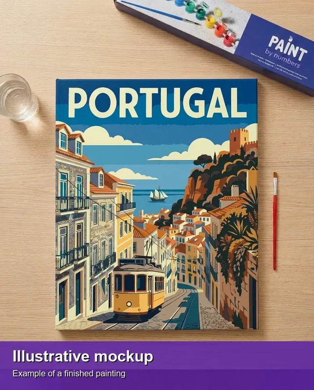 Valmiin numeromaalauksen havainnekuva - Portugal Travel Poster 40x50cm