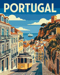 Thumbnail for Portugali travel poster numeromaalaus, raitiovaunu ja kaupunkikatu