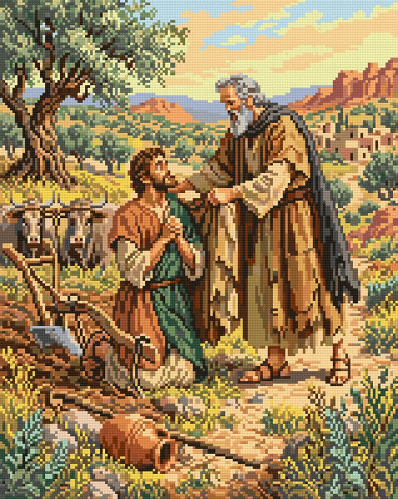Prophet Blessing the Farmer, 40x50 cm timanttimaalaus – lopullisen kuvion esikatselu