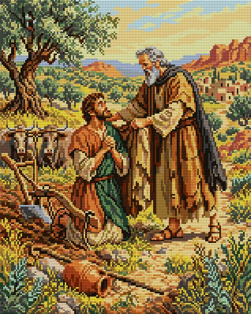 Prophet Blessing the Farmer, 40x50 cm timanttimaalaus – koko kuvion esikatselu ilman lähikuvaa