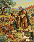 Thumbnail for Prophet Blessing the Farmer, 40x50 cm timanttimaalaus – lopullisen kuvion esikatselu ja lähikuva neliönmuotoisista timanteista