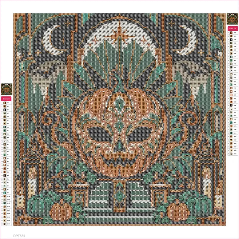 Pumpkin Art Deco Masquerade timanttimaalauksen liimapintainen canvas 40x40cm