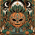 Thumbnail for Pumpkin Art Deco Masquerade, 40x40 cm timanttimaalaus – lopullisen kuvion esikatselu