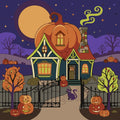 Thumbnail for Kurpitsatalo ja musta kissa numeromaalaus Halloween-aiheella.