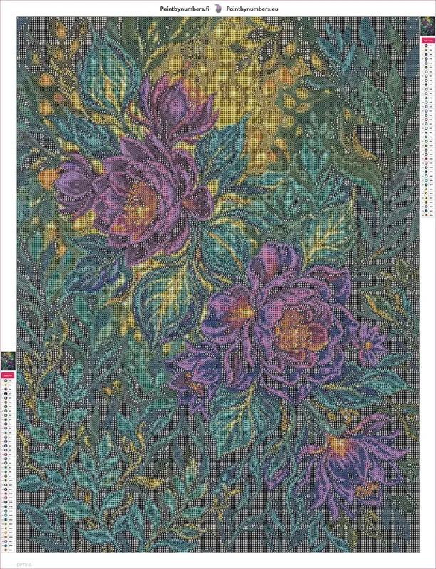 Purple Foliage timanttimaalauksen liimapintainen canvas 60x80cm
