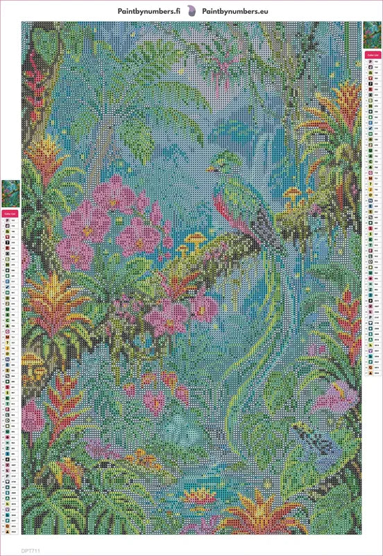 Quetzal Bird in Enchanted Jungle timanttimaalauksen liimapintainen canvas 40x60cm