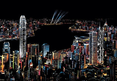 Raaputuskuva Hong Kong – kaupungin siluetti