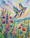 Thumbnail for Rainbow Birds Over Wildflowers, 40x50 cm timanttimaalaus – koko kuvion esikatselu ilman lähikuvaa