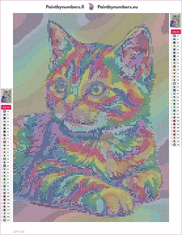 Rainbow Kitten timanttimaalauksen liimapintainen canvas 30x40cm