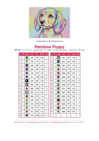 Thumbnail for Rainbow Puppy timanttimaalauksen värikartta – 31 DMC-väriä