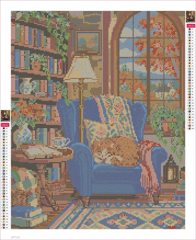 Reading Nook timanttimaalauksen liimapintainen canvas 40x50cm