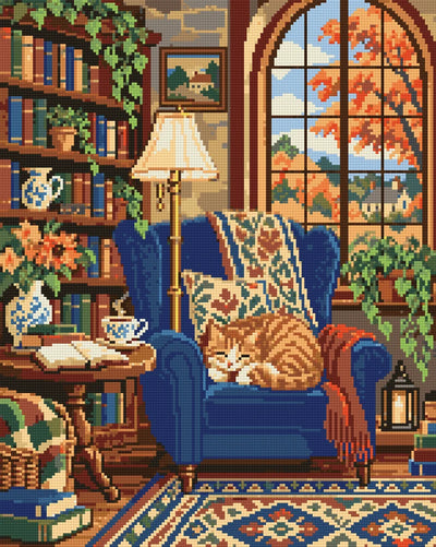 Reading Nook, 40x50 cm timanttimaalaus – lopullisen kuvion esikatselu