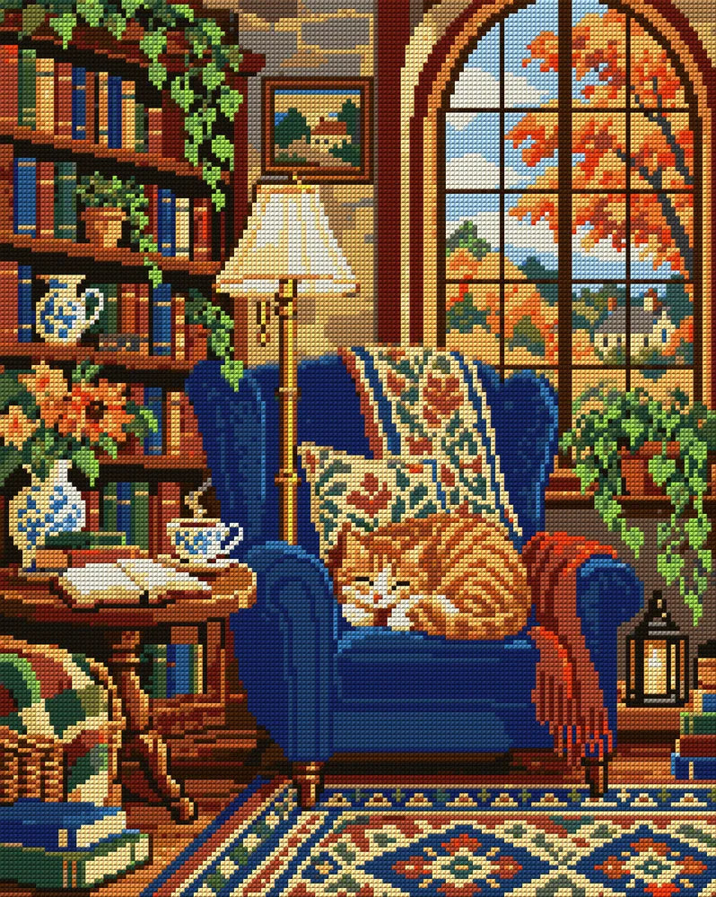 Reading Nook, 40x50 cm timanttimaalaus – koko kuvion esikatselu ilman lähikuvaa