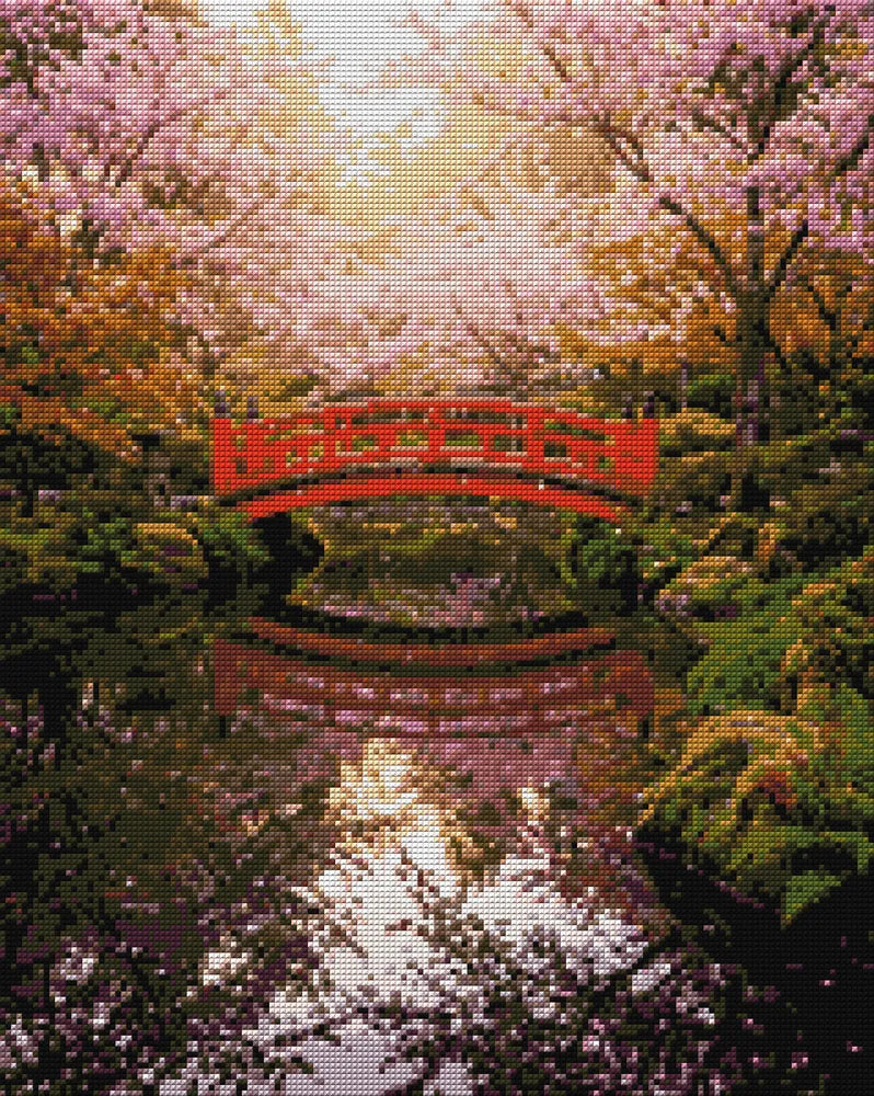 Timanttikuvio - Japanese Garden Bridge japanilaisen puutarhan timanttimaalaus
