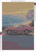 Thumbnail for Red Car by the Coast timanttimaalauksen liimapintainen canvas 40x60cm