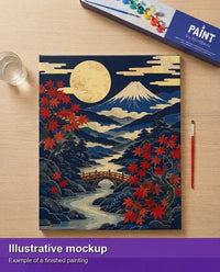 Thumbnail for Valmiin numeromaalauksen havainnekuva - Red Maple Bridge Landscape 40x50cm