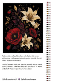 Thumbnail for Värikartta ja ohjeet - Red Poppies and White Lilies 40x50cm