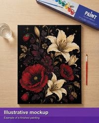Thumbnail for Valmiin numeromaalauksen havainnekuva - Red Poppies and White Lilies 40x50cm