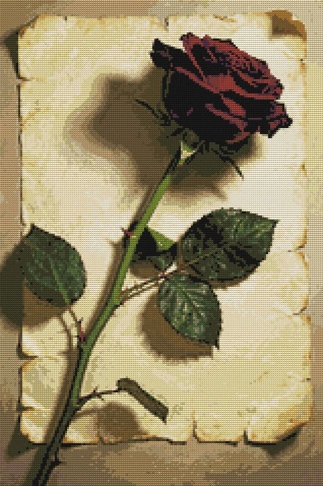 Timanttikuvio - Red Rose on Paper