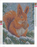 Thumbnail for Red Squirrel in Snowy Pines timanttimaalauksen liimapintainen canvas 30x40cm