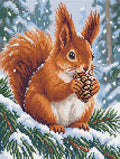 Thumbnail for Punaorava lumisella männynoksalla, 30x40 cm timanttimaalaus – lopullisen kuvion esikatselu