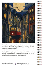 Thumbnail for Värikartta ja ohjeet - Red Tram at Night 40x50cm