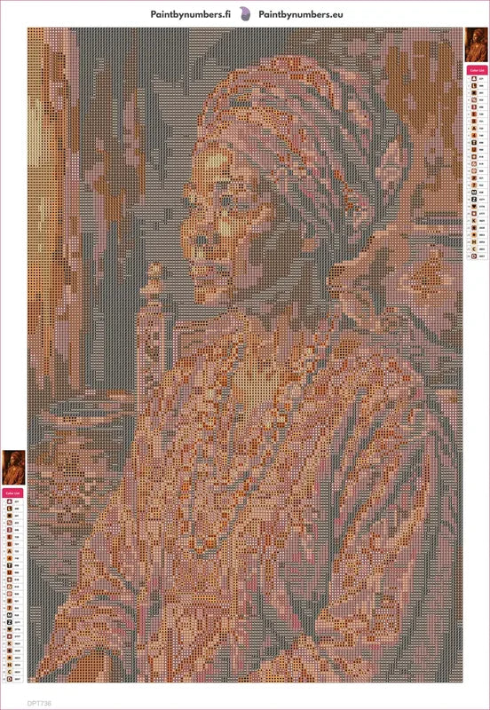 Regal African Woman Portrait timanttimaalauksen liimapintainen canvas 40x60cm