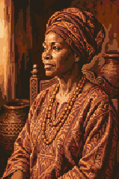 Regal African Woman Portrait, 40x60 cm timanttimaalaus – lopullisen kuvion esikatselu