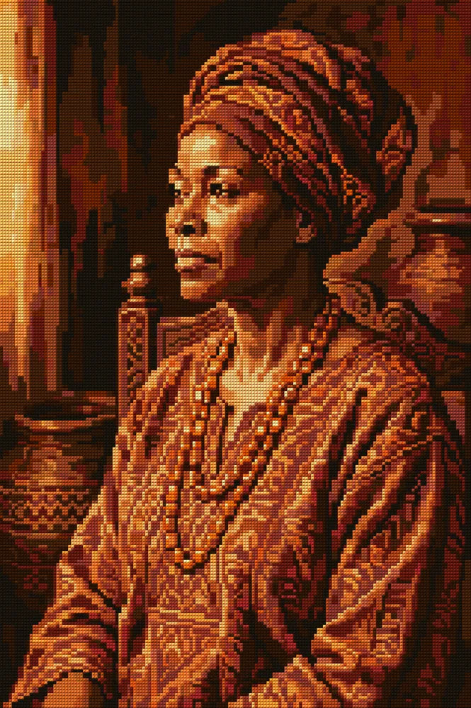 Regal African Woman Portrait, 40x60 cm timanttimaalaus – koko kuvion esikatselu ilman lähikuvaa